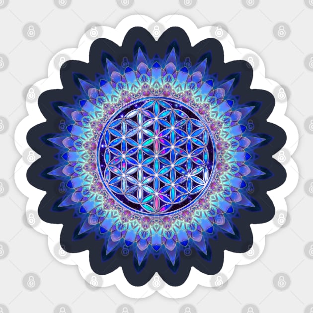 Flower Of Life Blue Violet Colored Stars Heaven Sticker by EDDArt